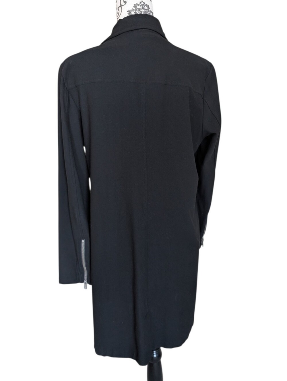 Eileen Fisher Washable Stretch Crepe Asymmetrical Zip Jacket Womens Medium Black - Picture 4 of 11
